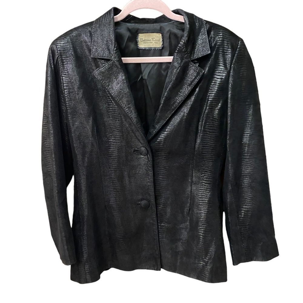 Vintage Bettina Rizzi Brazilian Italian Leather Jacket Blazer Medium